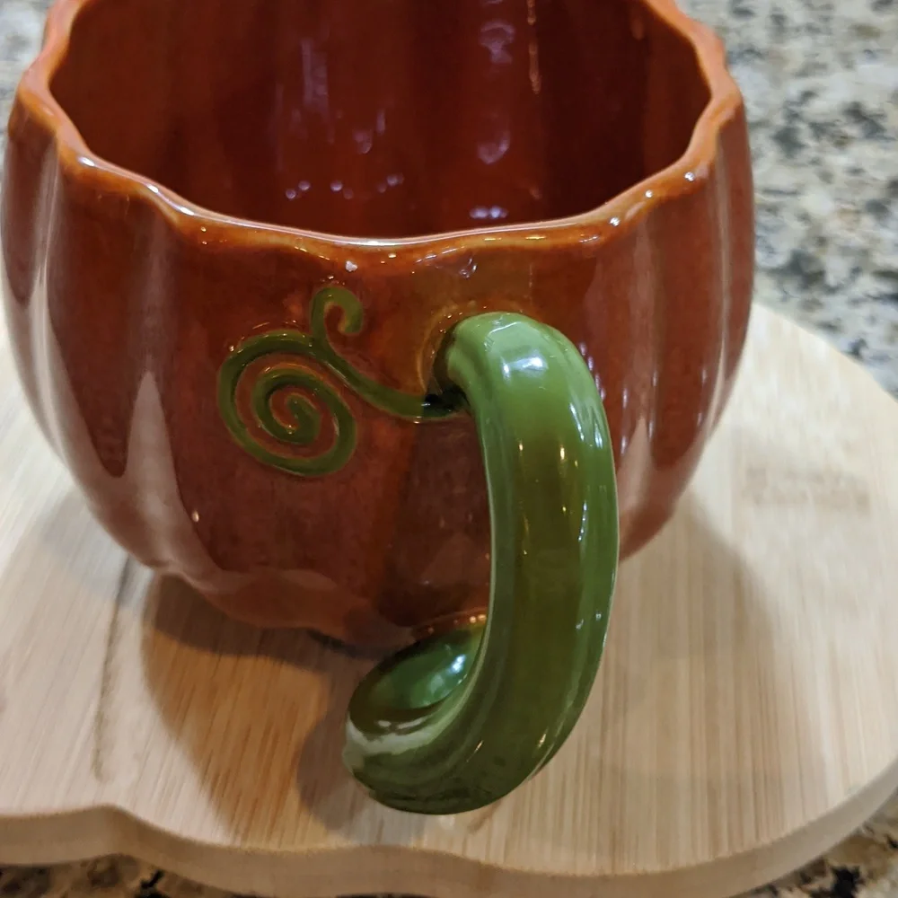Starbucks Pumpkin Coffee Mug Twisted Vine Handle Autumn Fall 13oz 2007 - Picture 3 of 5